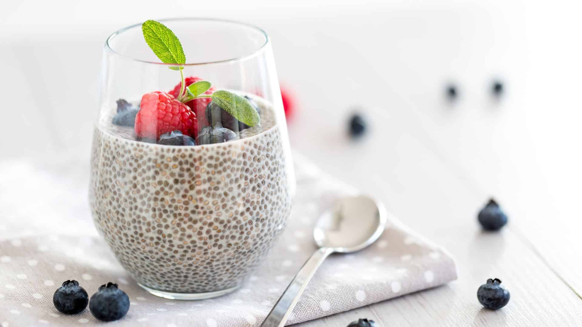 coconut chia pudding with berries paleo