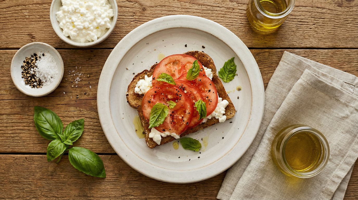 cottage cheese toast with tomatoes