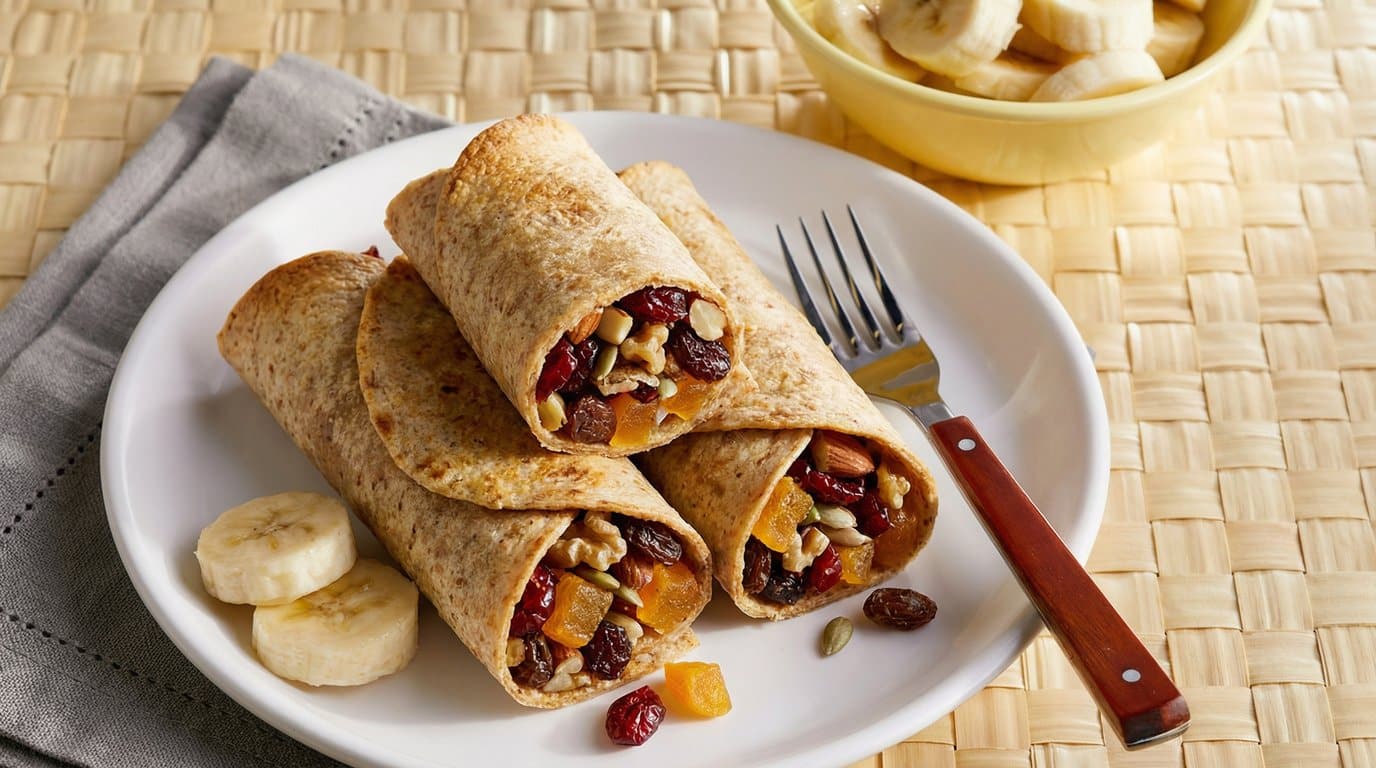 fruit and nut breakfast roll ups