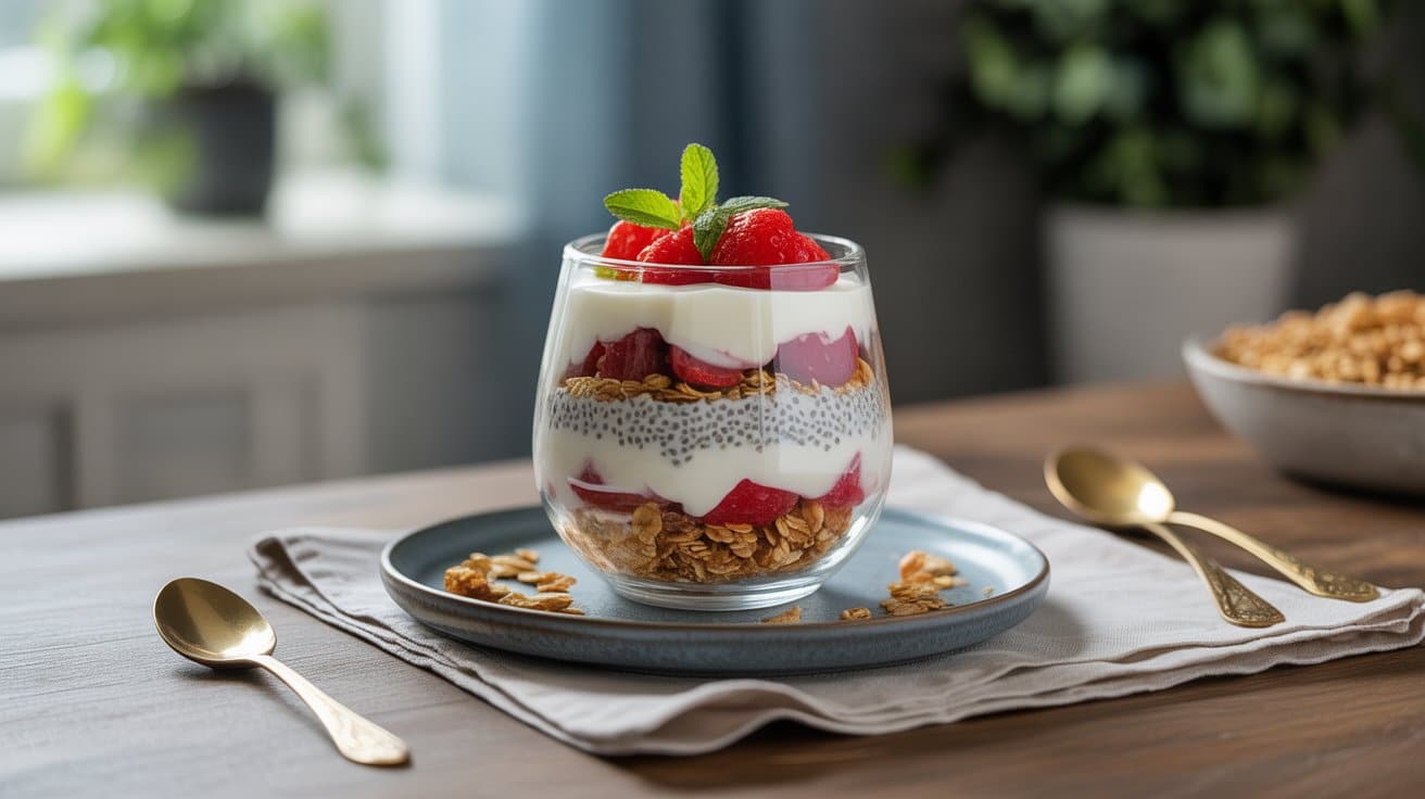 greek yogurt parfait with chia and granola