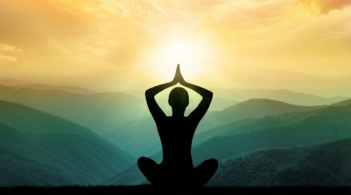 silhouette-meditating-in-yoga-pose-over-mountain-sunrise