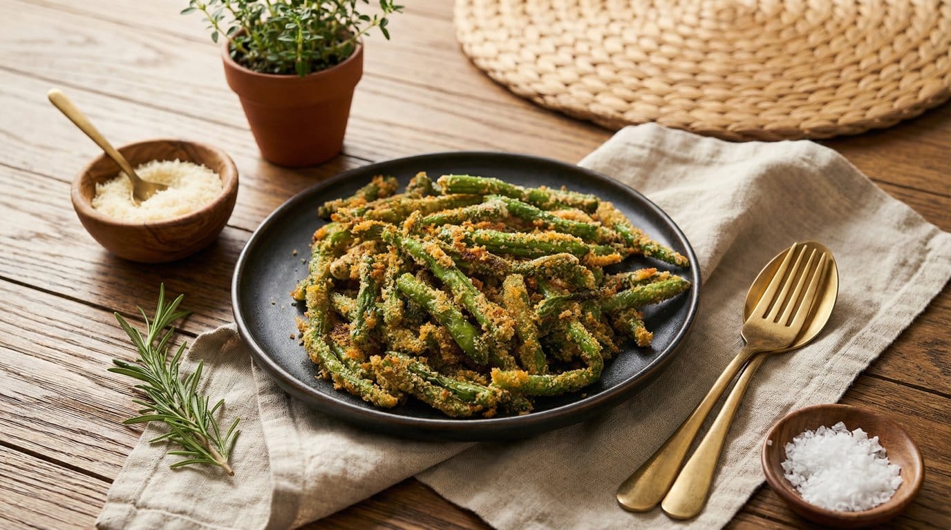 keto crispy parmesan roasted beans