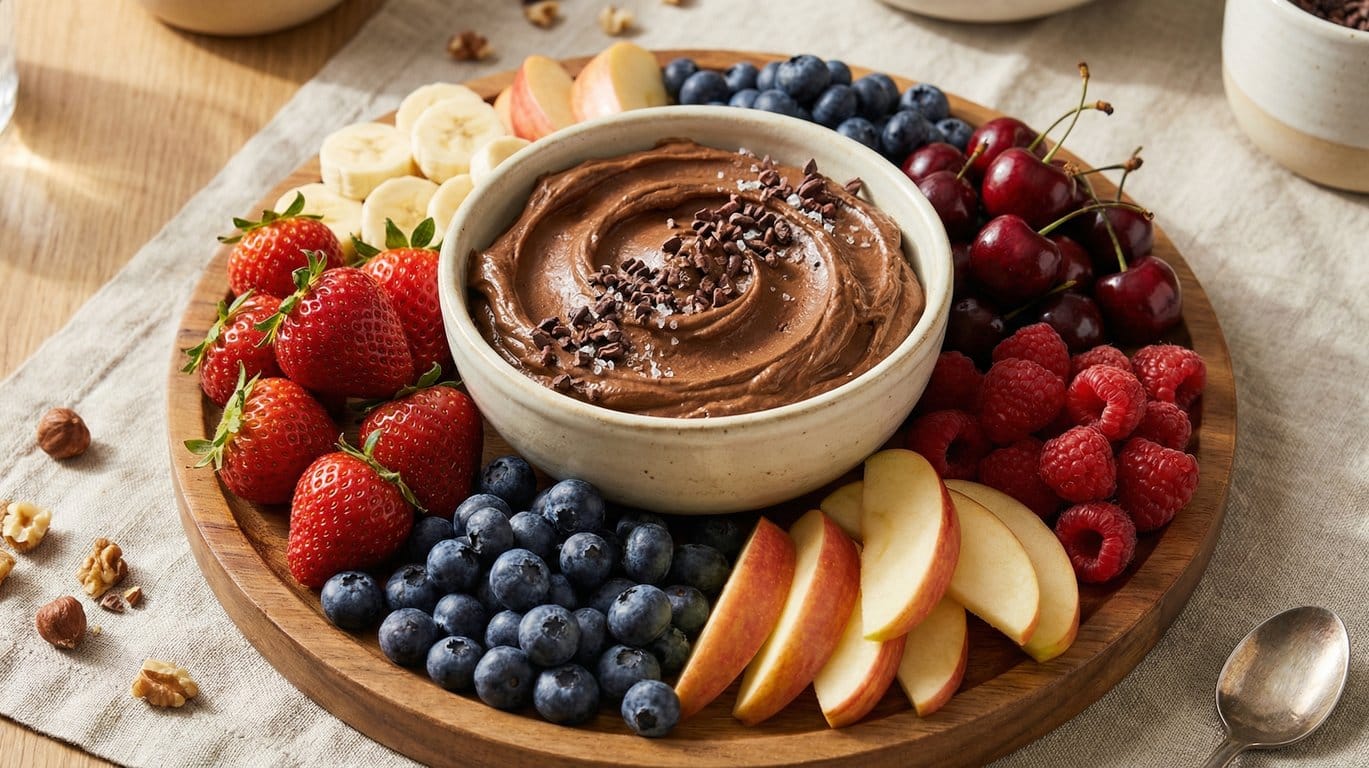 paleo avocado chocolate fruit dip